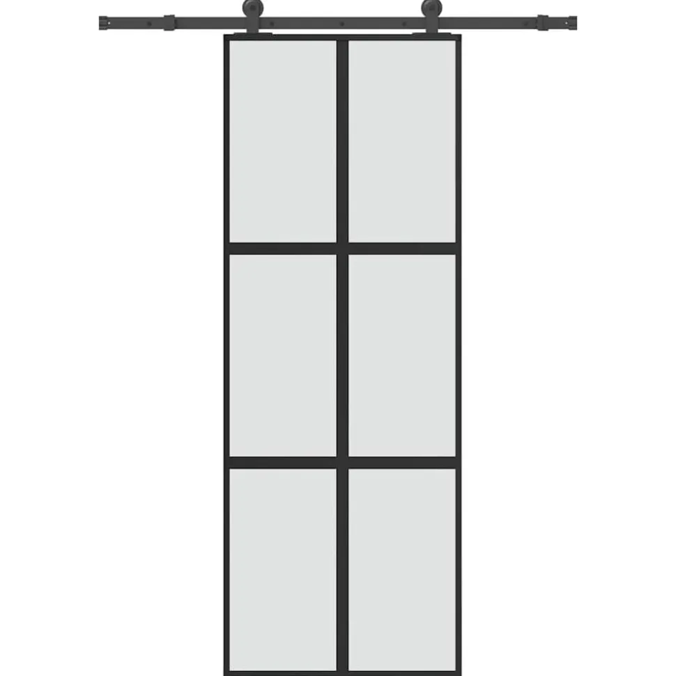 vidaXL Schuifdeur met beslag 76x205 cm gehard glas en aluminium
