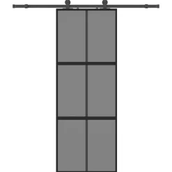 vidaXL Schuifdeur met beslagset 76x205 cm gehard glas zwart