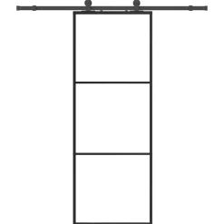 vidaXL Schuifdeur met beslagset 76x205 cm ESG glas zwart
