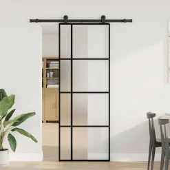 vidaXL Schuifdeur met beslag 76x205 cm ESG-glas en aluminium