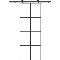 vidaXL Schuifdeur met beslag 76x205 cm ESG-glas en aluminium