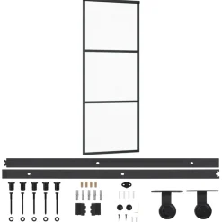 vidaXL Schuifdeur met beslag 76x205 cm aluminium en ESG-glas