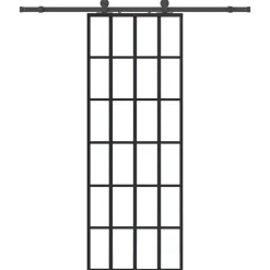 vidaXL Schuifdeur met beslagset 76x205 cm ESG glas zwart