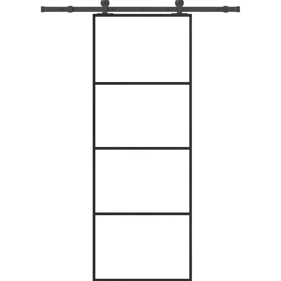 vidaXL Schuifdeur met beslag 76x205 cm ESG-glas en aluminium