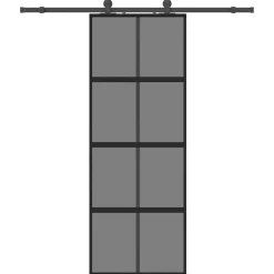 vidaXL Schuifdeur met beslagset 76x205 cm gehard glas zwart