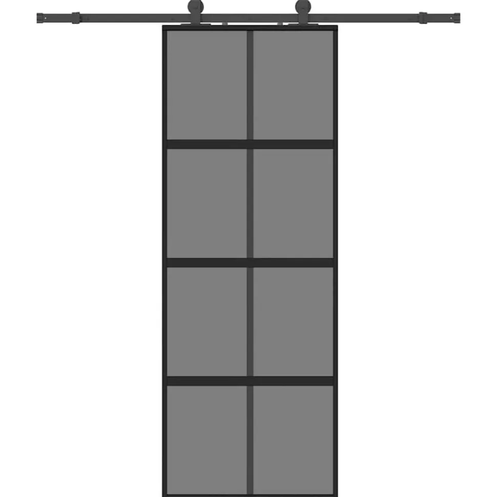 vidaXL Schuifdeur met beslagset 76x205 cm gehard glas zwart