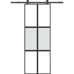 vidaXL Schuifdeur met beslag 76x205 cm gehard glas en aluminium