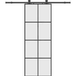 vidaXL Schuifdeur met beslagset 76x205 cm ESG glas zwart