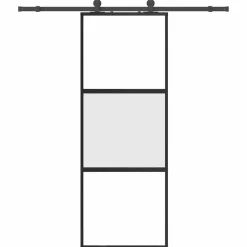 vidaXL Schuifdeur met beslagset 76x205 cm gehard glas zwart