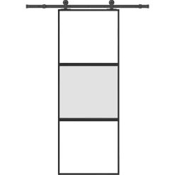 vidaXL Schuifdeur met beslag 76x205 cm gehard glas en aluminium