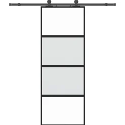 vidaXL Schuifdeur met beslagset 76x205 cm gehard glas zwart