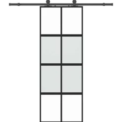 vidaXL Schuifdeur met beslagset 76x205 cm gehard glas zwart