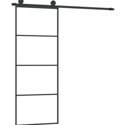 vidaXL Schuifdeur met beslag 76x205 cm ESG-glas en aluminium
