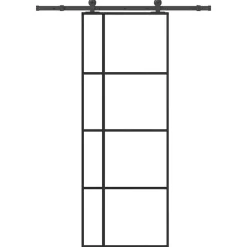 vidaXL Schuifdeur met beslag 76x205 cm ESG-glas en aluminium