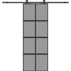 vidaXL Schuifdeur met beslagset 76x205 cm gehard glas zwart