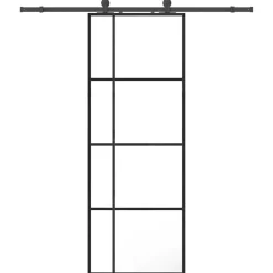 vidaXL Schuifdeur met beslagset 76x205 cm ESG glas zwart