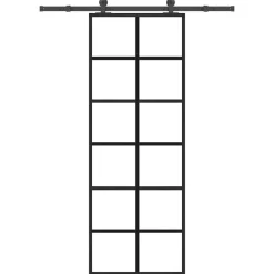 vidaXL Schuifdeur met beslag 76x205 cm ESG-glas en aluminium