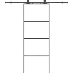 vidaXL Schuifdeur met beslagset 76x205 cm ESG glas zwart