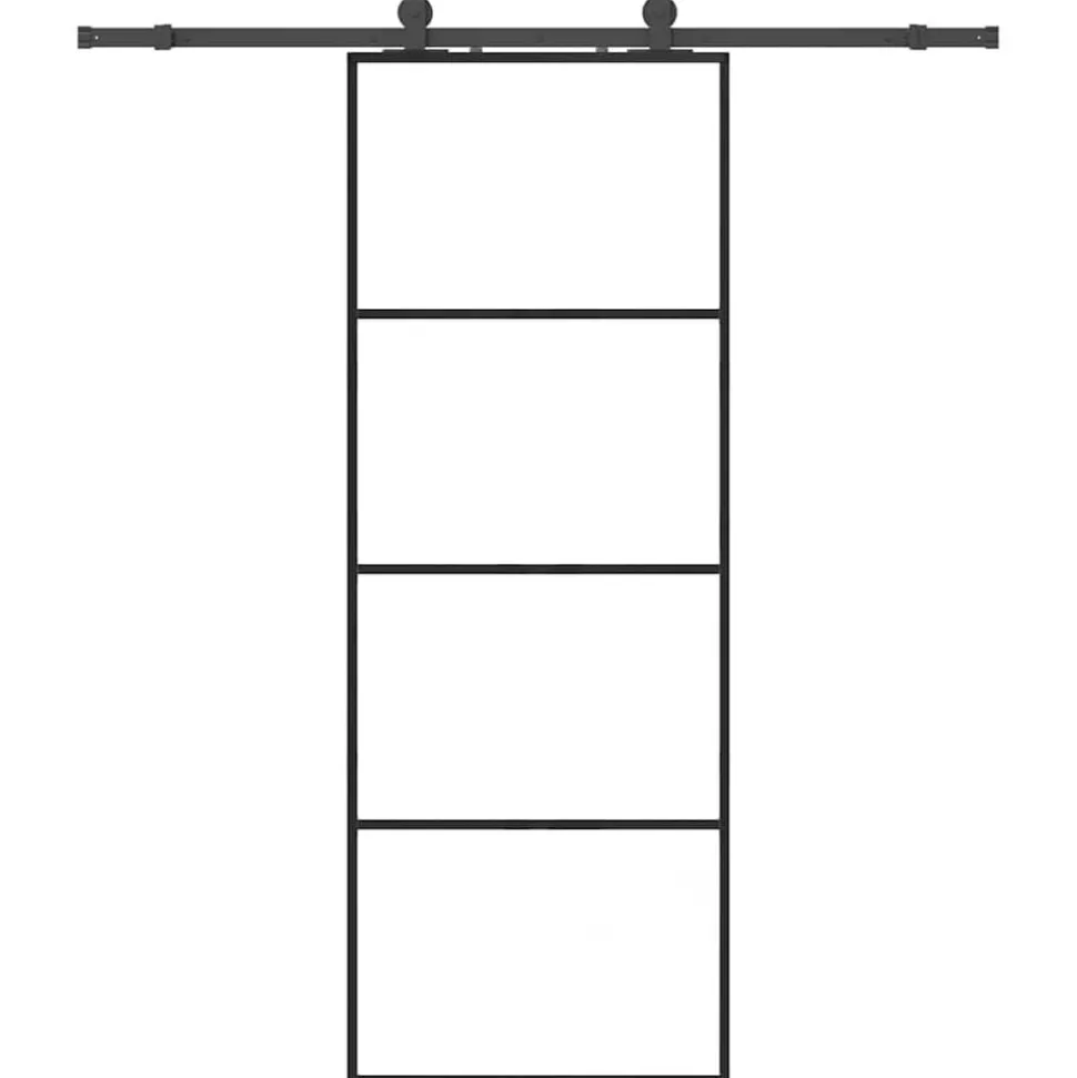 vidaXL Schuifdeur met beslagset 76x205 cm ESG glas zwart