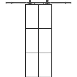 vidaXL Schuifdeur met beslagset 76x205 cm ESG glas zwart