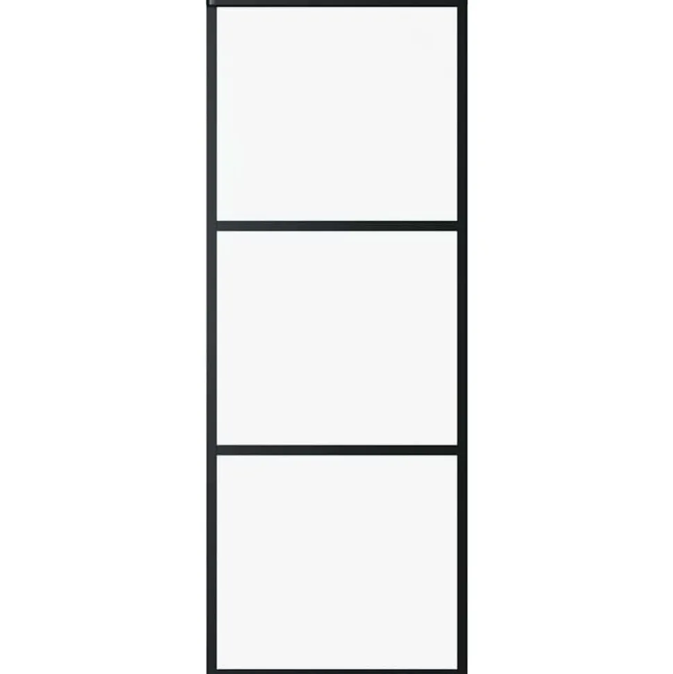 vidaXL Schuifdeur 3-panelen 76x205 cm ESG-glas en aluminium zwart