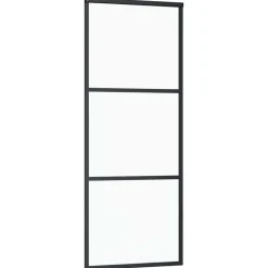 vidaXL Schuifdeur 3-panelen 76x205 cm ESG-glas en aluminium zwart