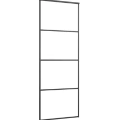 vidaXL Schuifdeur 76x205 cm aluminium en ESG-glas zwart
