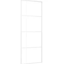 vidaXL Schuifdeur 76x205 cm ESG-glas en aluminium wit