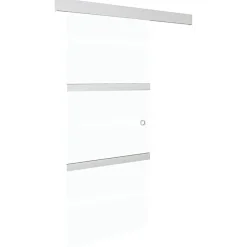 vidaXL Schuifdeur 90x212 cm ESG-glas en aluminium zilverkleurig