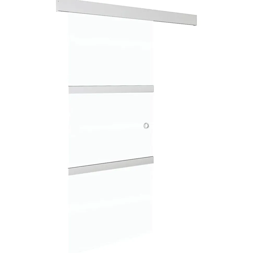 vidaXL Schuifdeur 90x212 cm ESG-glas en aluminium zilverkleurig