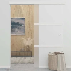 vidaXL Schuifdeur 90x212 cm ESG-glas en aluminium zilverkleurig