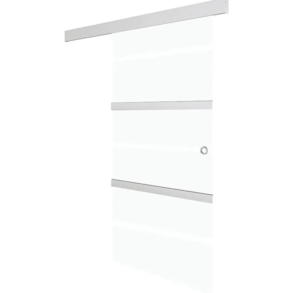 vidaXL Schuifdeur 76x212 cm ESG-glas en aluminium zilverkleurig