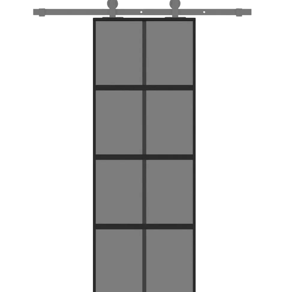 vidaXL Schuifdeur 76x205 cm gehard glas en aluminium zwart