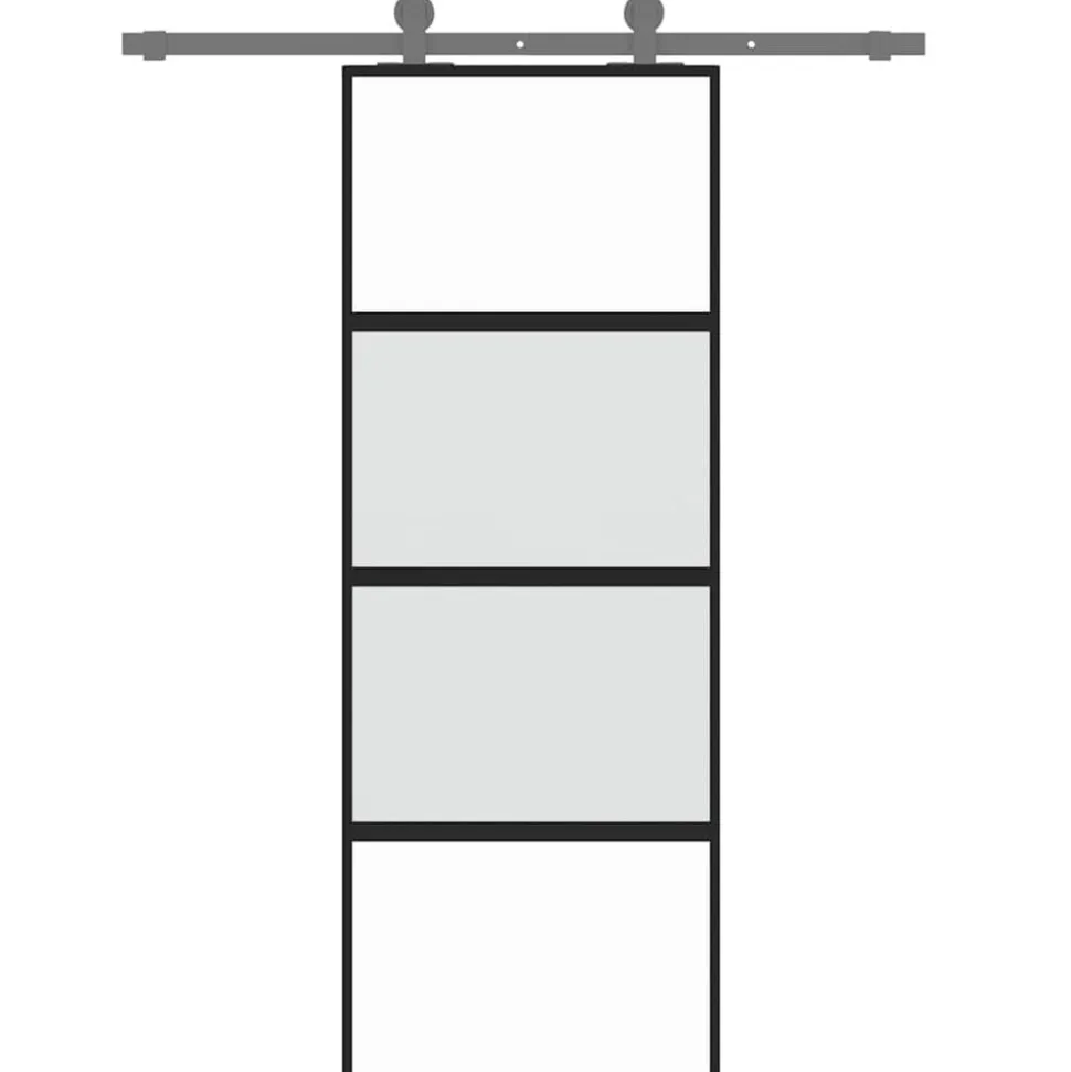 vidaXL Schuifdeur 76x205 cm gehard glas en aluminium zwart