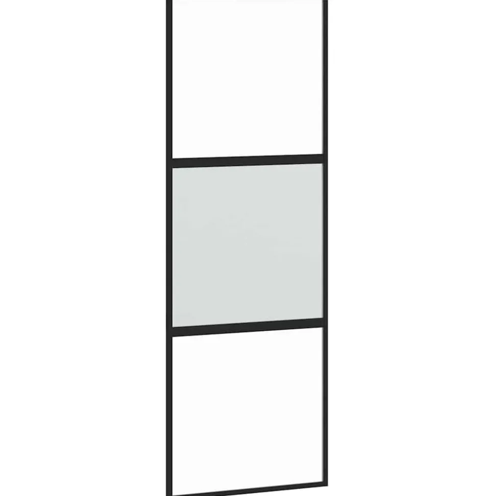 vidaXL Schuifdeur 76x205 cm gehard glas en aluminium zwart