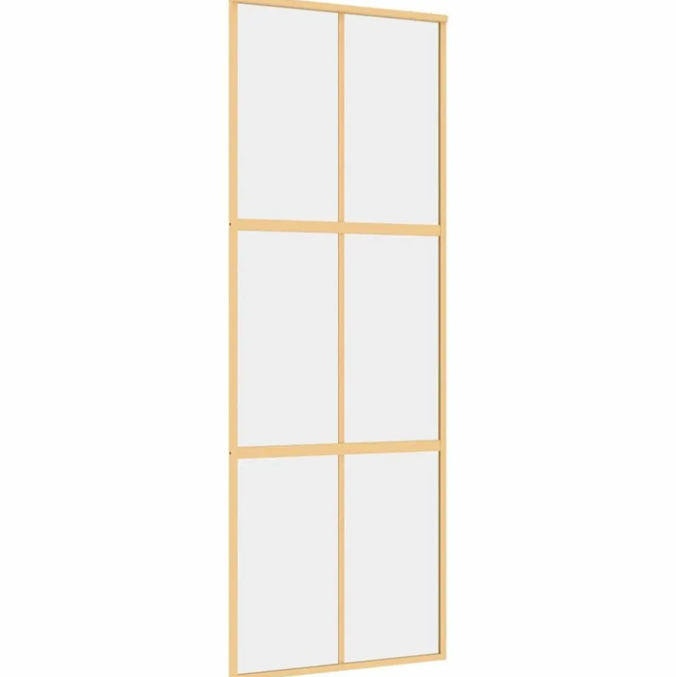 vidaXL Schuifdeur 76x205 cm helder ESG-glas en aluminium goudkleurig