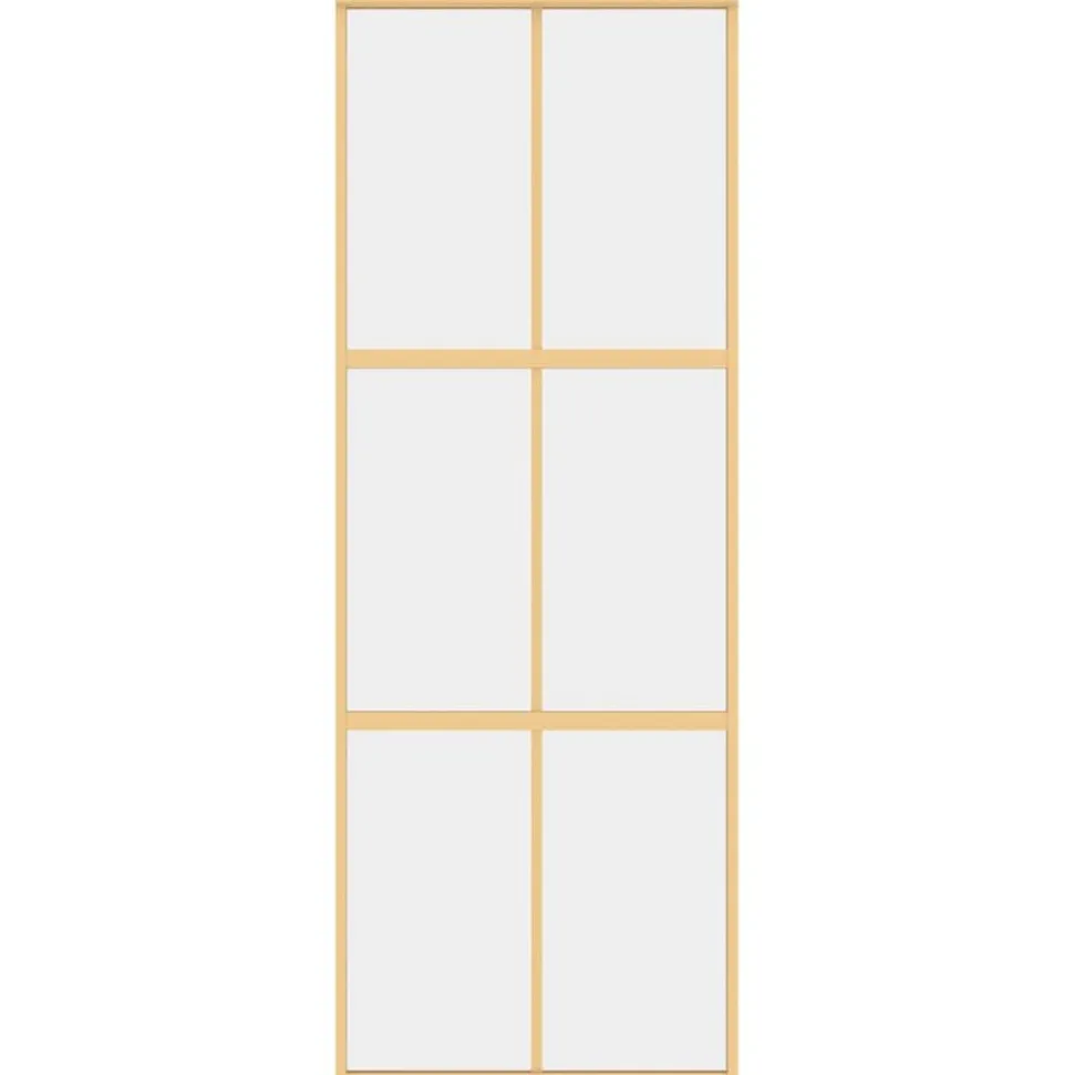 vidaXL Schuifdeur 76x205 cm helder ESG-glas en aluminium goudkleurig