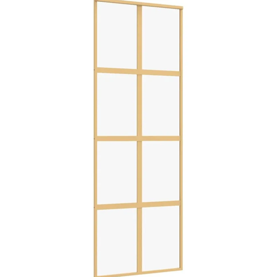 vidaXL Schuifdeur 76x205 cm helder ESG-glas en aluminium goudkleurig