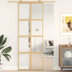 vidaXL Schuifdeur 76x205 cm helder ESG-glas en aluminium goudkleurig