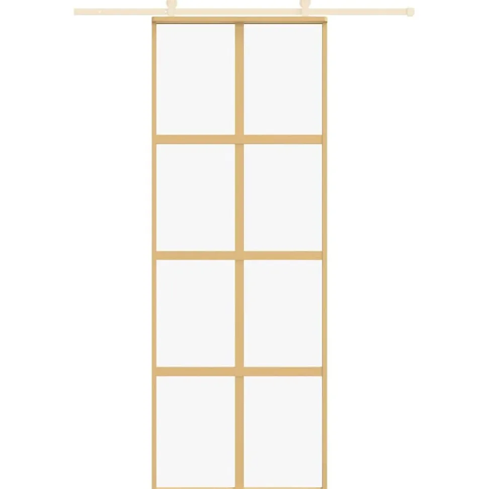 vidaXL Schuifdeur 76x205 cm helder ESG-glas en aluminium goudkleurig