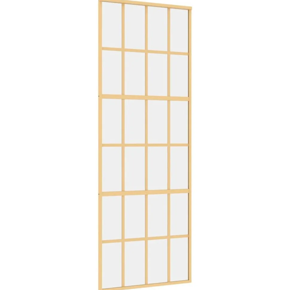 vidaXL Schuifdeur 76x205 cm helder ESG-glas en aluminium goudkleurig
