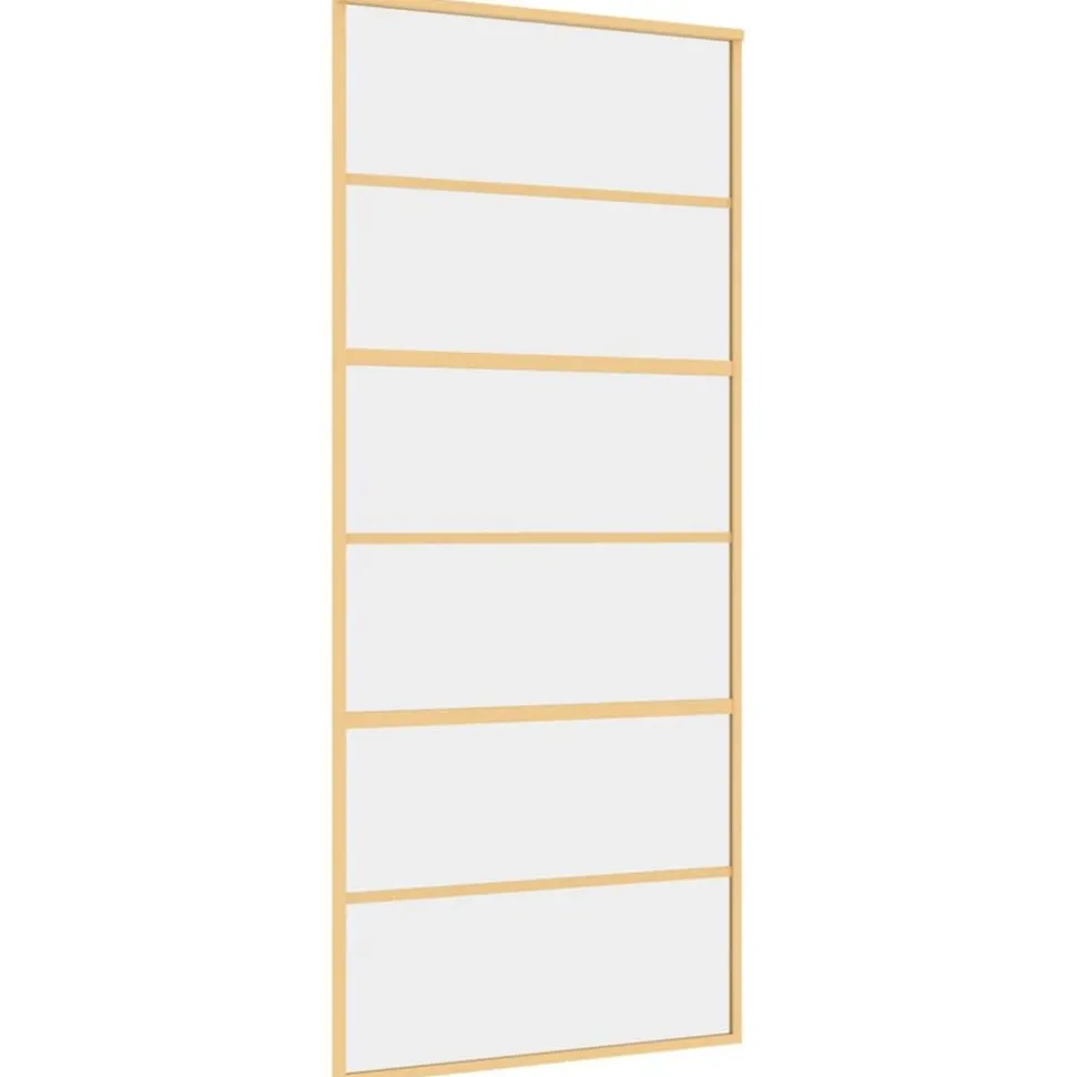 vidaXL Schuifdeur 90x205 cm helder ESG-glas en aluminium goudkleurig