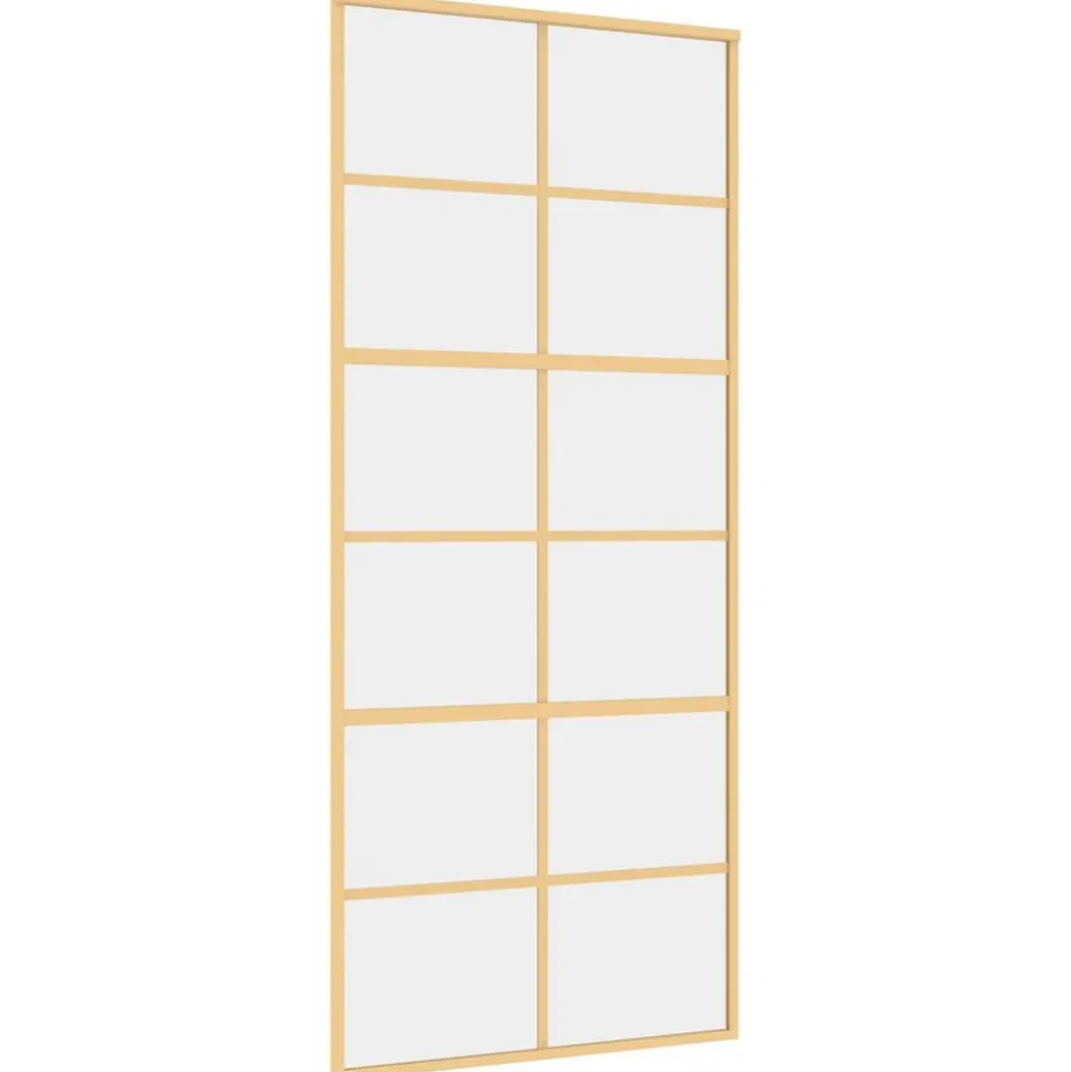 vidaXL Schuifdeur 90x205 cm helder ESG-glas en aluminium goudkleurig