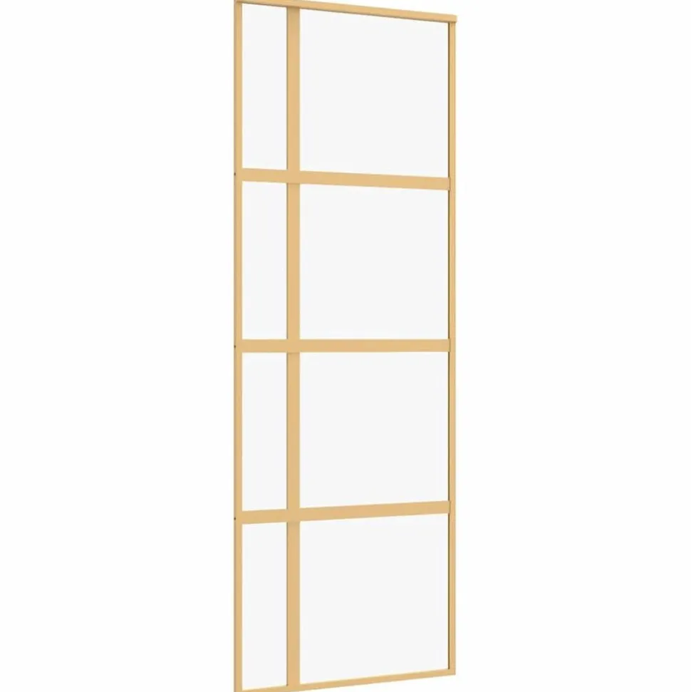 vidaXL Schuifdeur 76x205 cm helder ESG-glas en aluminium goudkleurig
