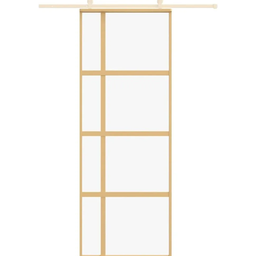 vidaXL Schuifdeur 76x205 cm helder ESG-glas en aluminium goudkleurig