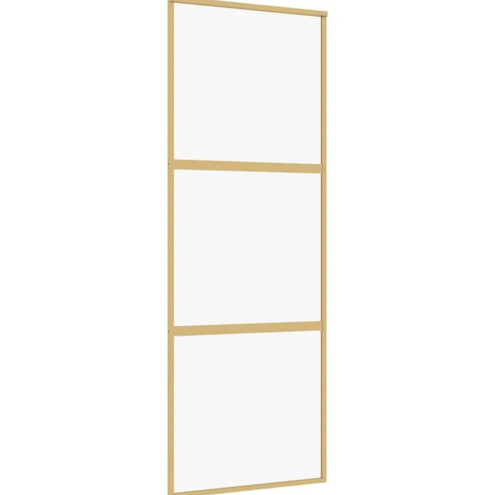 vidaXL Schuifdeur 76x205 cm helder ESG-glas en aluminium goudkleurig