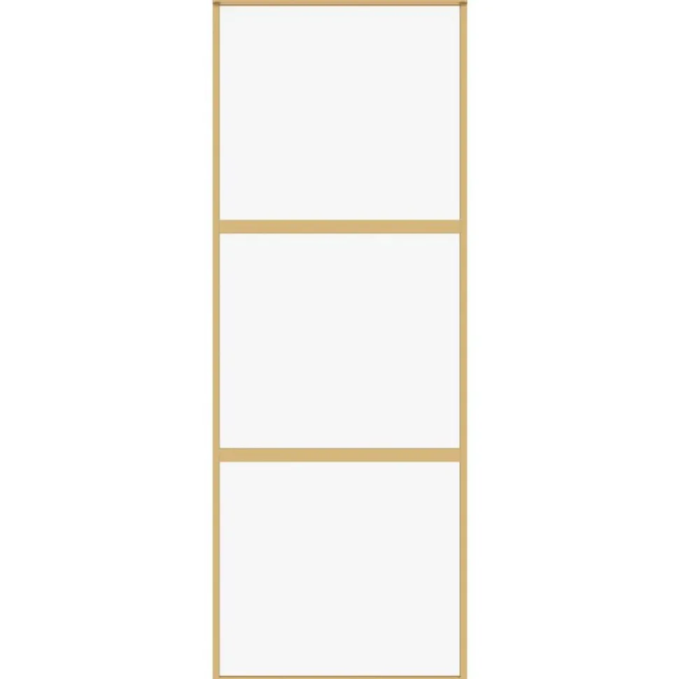 vidaXL Schuifdeur 76x205 cm helder ESG-glas en aluminium goudkleurig