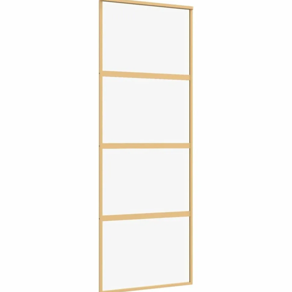vidaXL Schuifdeur 76x205 cm helder ESG-glas en aluminium goudkleurig