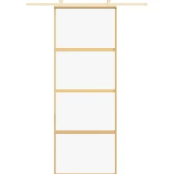 vidaXL Schuifdeur 76x205 cm helder ESG-glas en aluminium goudkleurig