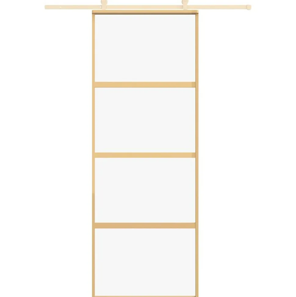 vidaXL Schuifdeur 76x205 cm helder ESG-glas en aluminium goudkleurig